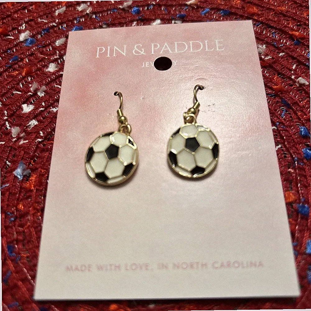 Yellow Gold Plated Soccer Ball Earrings for Women Girls Sports Earrings