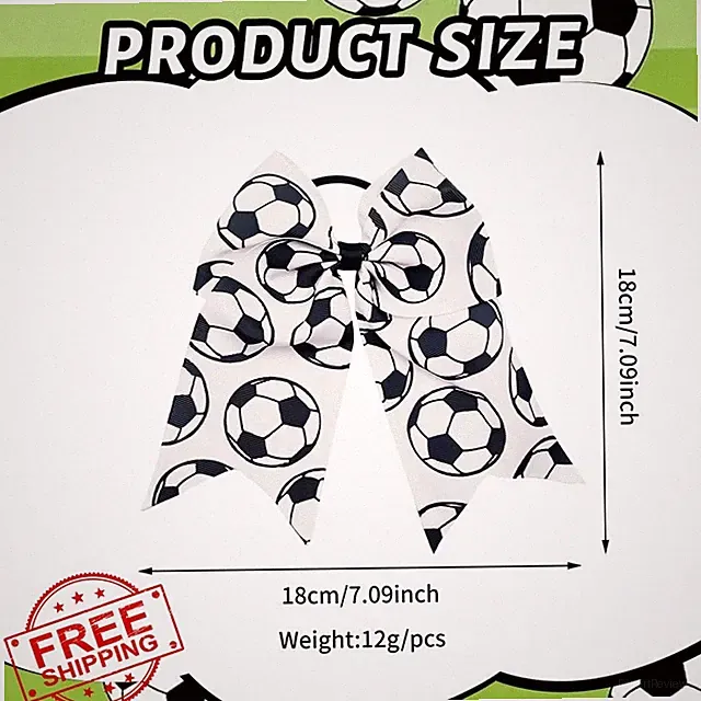Yheahin 2pc Soccer Cheer Bows Hair Ties Girls Football Sports