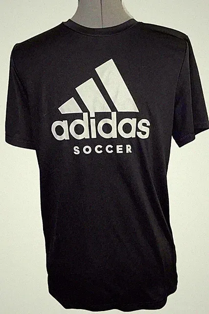 Youth adidas Climalite Black Soccer Jersey Tee Size L (14-16) L 27.5”