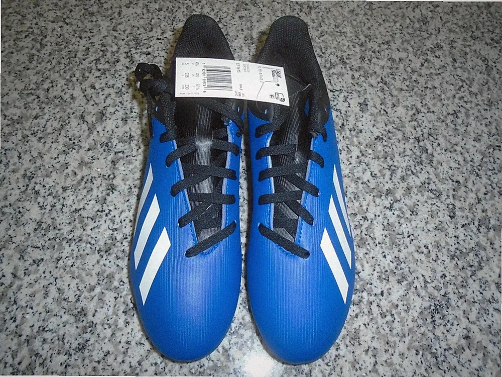 YOUTH ADIDAS SIZE 5 X19.4 BLACK/BLUE SOCCER SHOES - NWOB