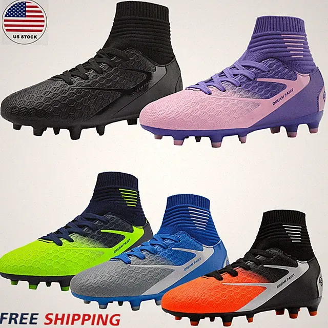 Youth Boys Soccer Shoes High Top Outdoor Indoor Football Shoes Soccer Cleats