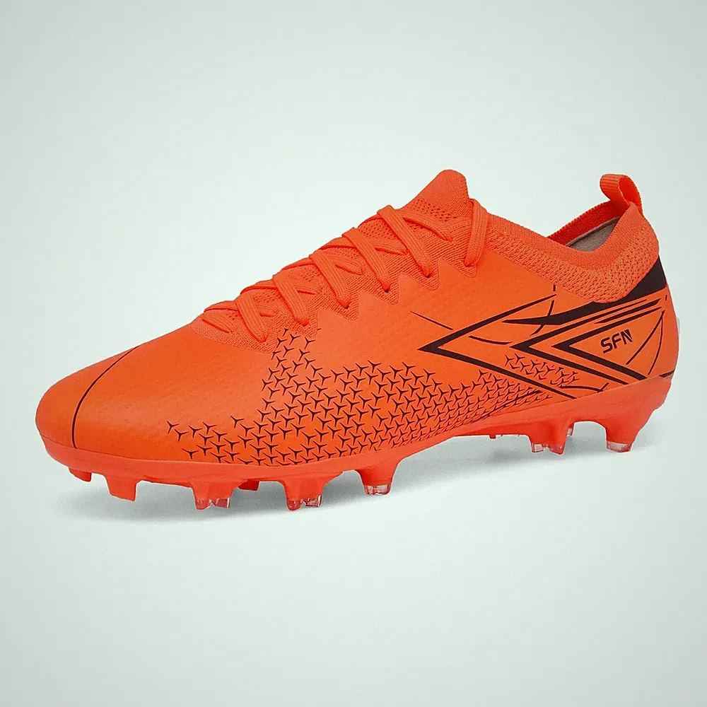 Youth Football Cleats Firm Multi Ground Orange Soccer Cleats for Men Adult Pr...