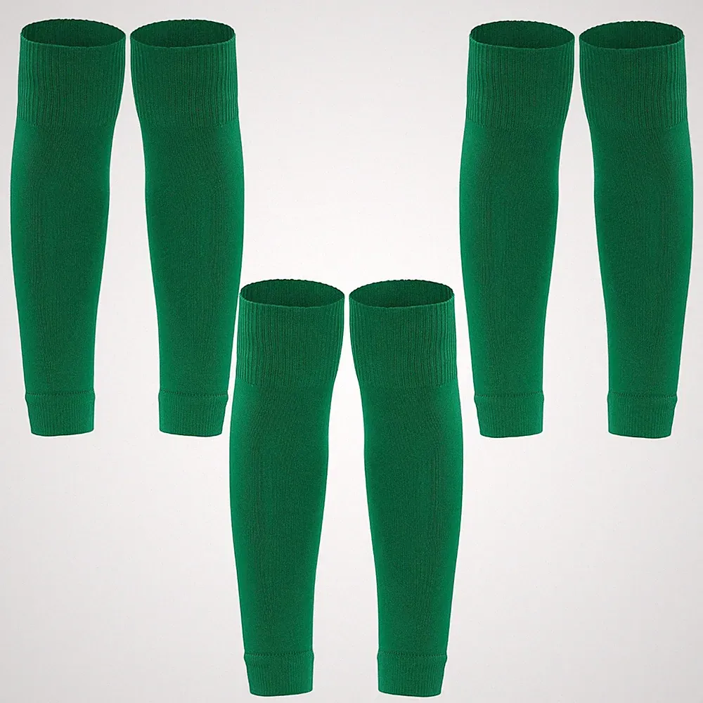 Youth Kids Soccer Leg Sleeve Shin Guards Socks 3 Pairs Green Shin Guards for