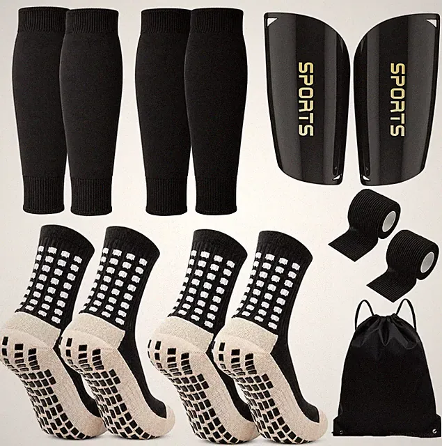 Youth Soccer Gear Set, 7-Piece Kit with 2 Pairs Grip Socks, Shin Guards, Pre-...
