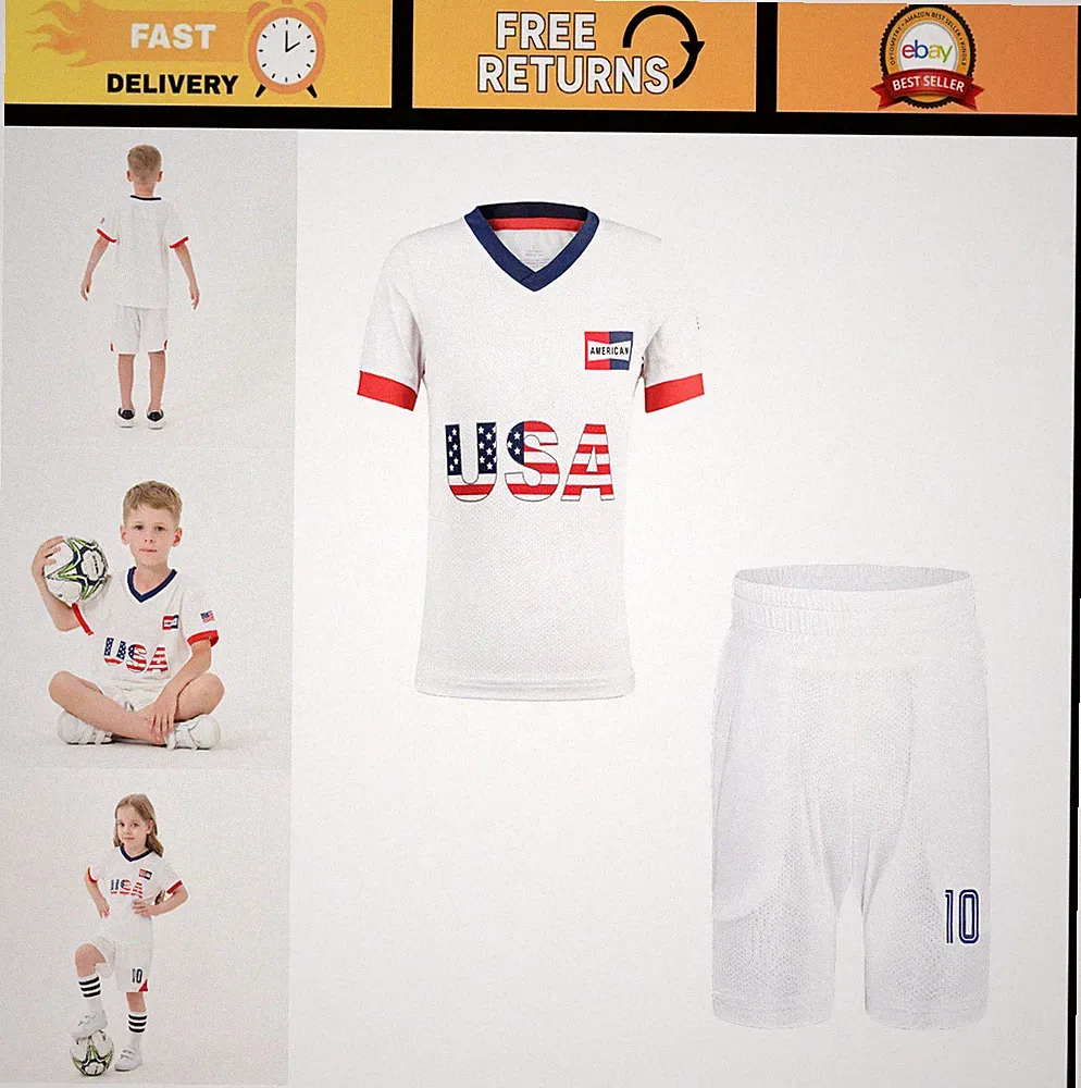 Youth Soccer Jersey for Boys & Girls - Breathable Lightweight Football Shirt, Ki