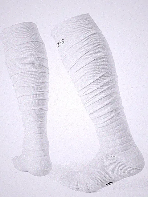 Yxmeiguo Scrunch Football Socks, Extra Long Padded Sports Socks Medium, White