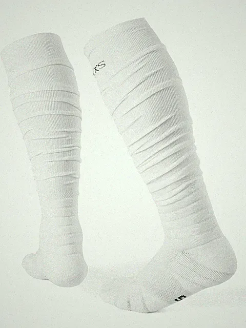 Yxmeiguo Scrunch Football Socks, Extra Long Padded Sports Socks Medium, White