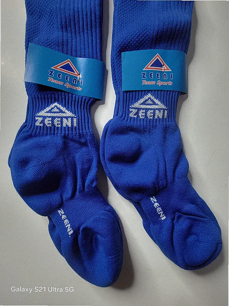 ZEENI 2 Pairs Blue Soccer Socks YOUTH Unisex Knee High Compression Athletic