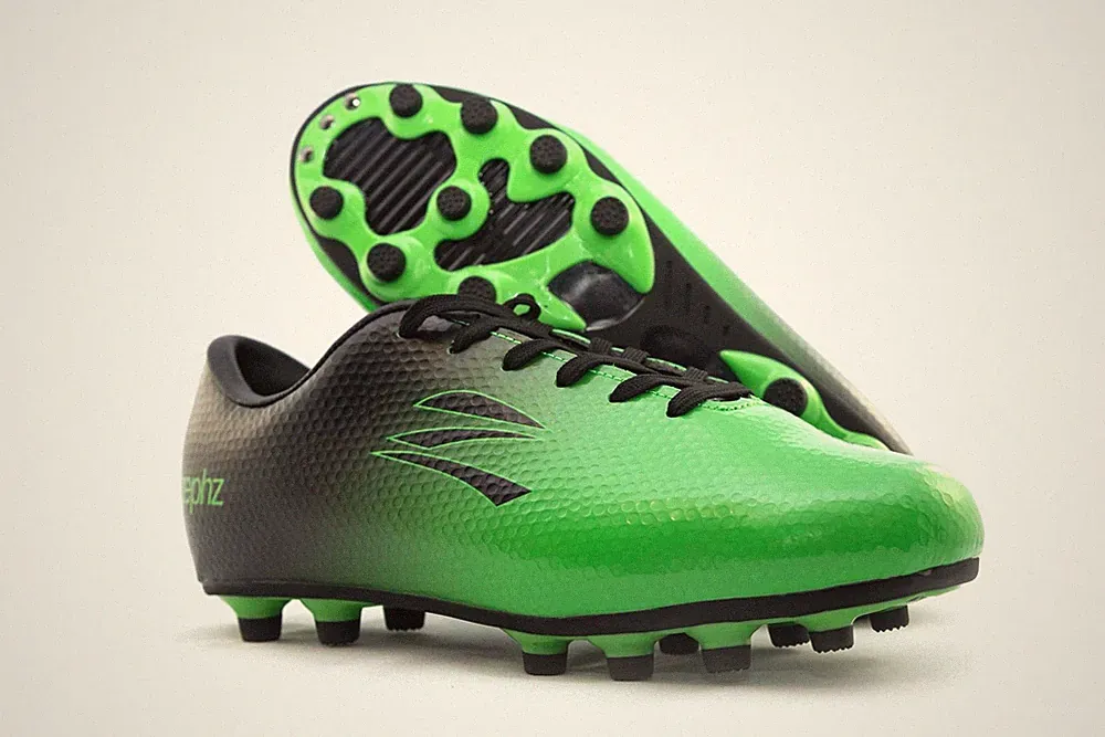 zephz Wide Traxx Soccer Cleat 7 X-Wide Lime Green/Black