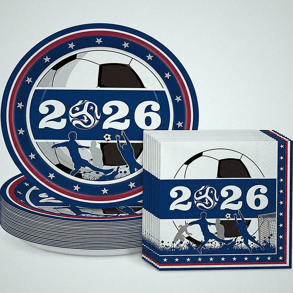 ZeQinToy World Cup 2026 Soccer Party Decorations - 50Pcs Large, Dark Blue