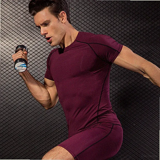 ZONBAILON Men's PRO Tight Short Sleeve Fitness Sports Running Training Suit