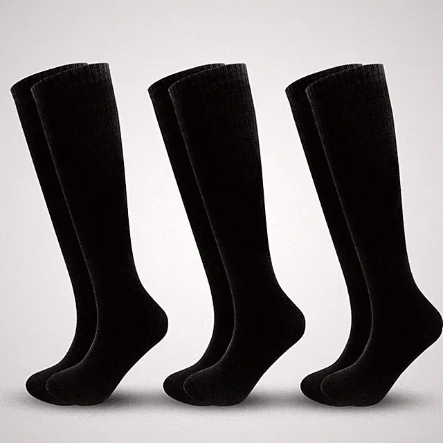 ZXOLDZX 3 Pairs Kids Soccer Socks Striped Knee High One Size, 3pairs-black-1